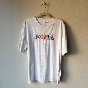 Embroidered White Tee 'JOYFUL'